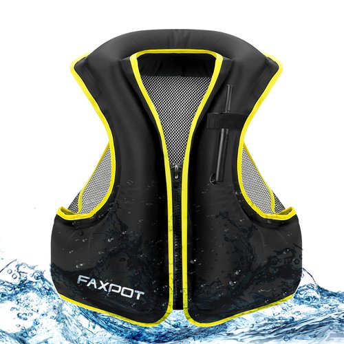 Faxpot Inflatable Snorkel Vest Adult, Snorkeling Vest for Men & Women, Portable Inflatable Swim Vest Jacket, Buoyancy Vest for Snorkeling/Kayaking/Swimming/Boating, Buoyancy 220 lbs …