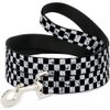 Dog Leash Checker Weathered2 Black White 4 Feet Long 0.5 Inch Wide