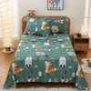 JSD Green Animal Forest Kids Sheet Set Twin 3 Piece, Cute Printed Microfiber Bed Sheets for Girls Deep Pocket