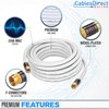 Cables Direct Online 50ft White Quad Shield RG6 Coax Cable F Pin Coaxial Tip BNC Extension Wire for Satellite Dish Cable TV Antenna