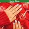 DUKASOU Christmas Semi Cured Gel Nail Strips, Santa Claus | 28 pcs Christmas Gel Nail Strips Work with Any UV Lamp, Salon Quality Nail Stickers for Christmas, Include Prep Pads, Nail File&Wood Stick