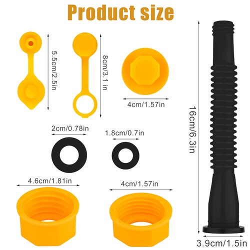 Gas Can Spout Replacement Kit Old Style, Plastic Gas Can Spout Replacement Gas Can Nozzle Set Gas Can Spout Gas Can Spout Cap Replacement for Most Gallon Gas Can (Black Tube)