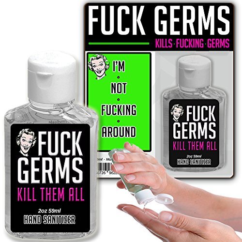 Fuck Germs Hand Sanitizer Gel – 2 oz Bottle – Funny Stocking Stuffers – Gag Gifts for Men – Gifts for Potty Mouths – Funny Sanitizer by Gears Out