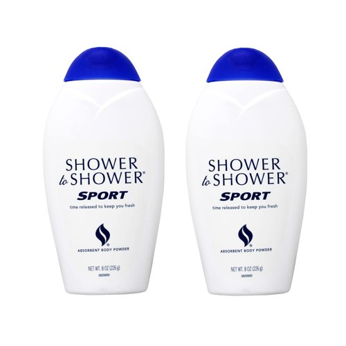 SHOWER TO SHOWER Body Powder Sport 8 oz, Talc Free (Pack of 2)