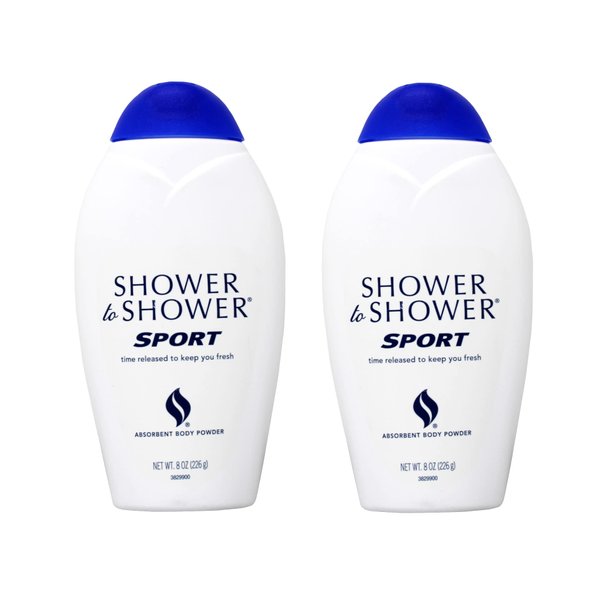 SHOWER TO SHOWER Body Powder Sport 8 oz, Talc Free (Pack of 2)
