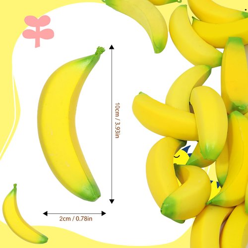 Lohoee 20 Pieces Banana Stress Toys Banana PU Toys Banana Stress Balls Mini Stretchy Stress Relief Hand Banana Toy for Home Party Decorations or Gift