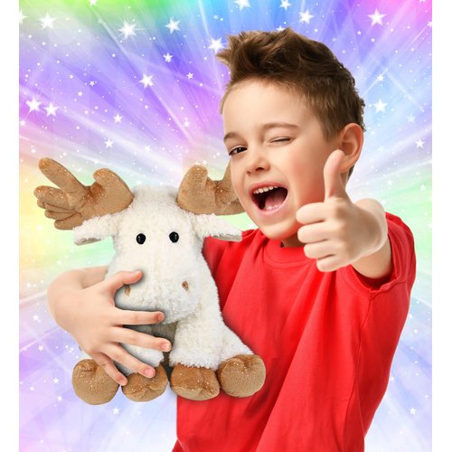 DolliBu Fancy Floppy Moose Stuffed Animal - Soft Huggable Moose Stuffed Toy, Adorable Playtime Wildlife Plush Toy, Cute Cuddle Gifts, Super Soft Plush Doll Animal Toy for Kids - 10.5 Inches