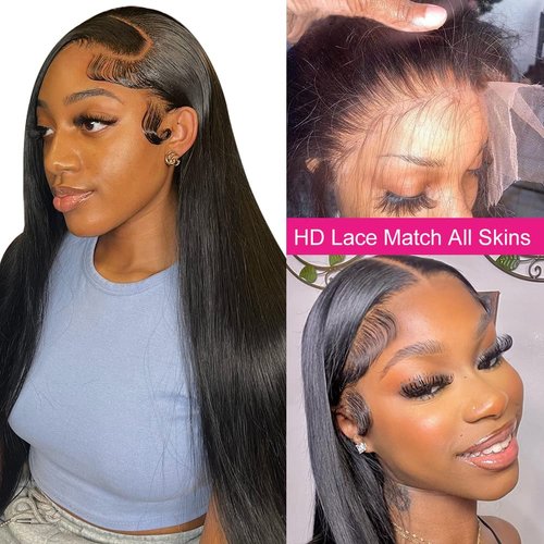 mengkai 30 Inch Straight Lace Front Wigs Human Hair Pre Plucked Bleached Knots 13x4 HD Lace Front Wigs Human Hair 180% Density Lace Frontal Wigs Human Hair with Baby Hair Glueless Wigs