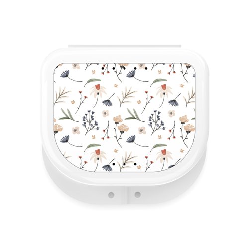 Retainer Cases Cute, Retainer Holder Case 1 Pack, Aligner Case with Colorful Novelty Cute Patterns, Night Guard Case with Floral Patterns (White)