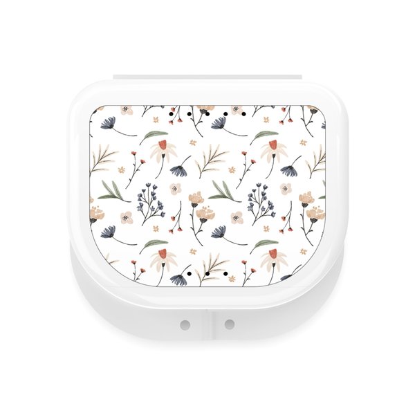 Retainer Cases Cute, Retainer Holder Case 1 Pack, Aligner Case with Colorful Novelty Cute Patterns, Night Guard Case with Floral Patterns (White)