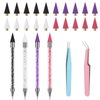 OIFEN Rhinestone Picker Tool ,4 Pcs Dual-Ended Wax Pencil for Rhinestones with 20 Extra Wax Tips and 2 Tweezers for Nail Art Decoration