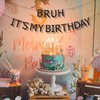 Bruh It's My Birthday Banner, Glittery Black Happy Birthday Bruh Banner for Preteen and Teen Boy Bruh Its My Birthday Garland Party Supplies Decorations