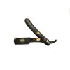 Black and Gold Straight Edge Hair Shaving Razor with Full Double Edge Blade Holder – Professional Barber Beauty Salon All Purpose Durable Shaving Razor – Cut Throat Folding Blade