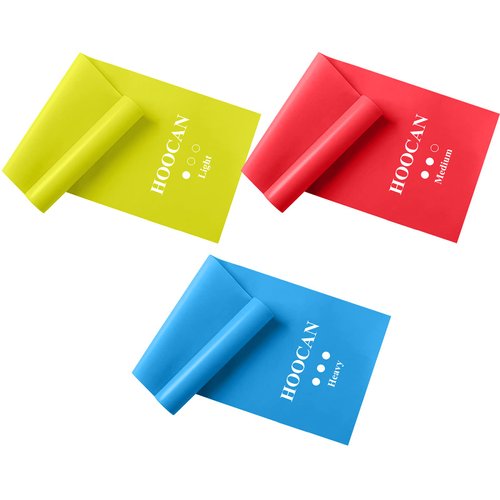 Hoocan Resistance Bands Elastic Exercise Bands Set for Recovery, Physical Therapy, Yoga, Pilates, Rehab, with 3 Resistance Levels
