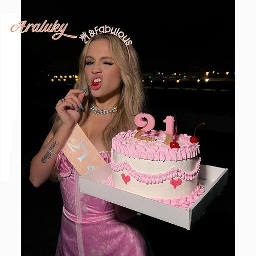 Araluky Happy 21st Birthday Decorations for Her with 21st Birthday Sash and Crown, Rhinestone 21 Fabulous Birthday Headband 21st Birthday Crown and Sash 21st Birthday Gifts for Her Set