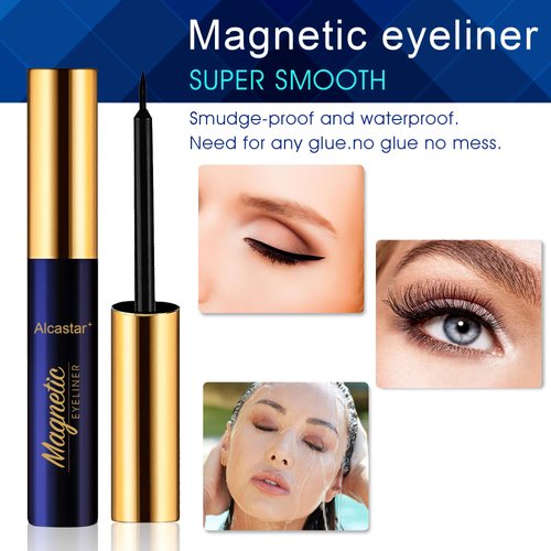 Alcastar Magnetic Eyelashes with Eyeliner Kit, Natural Magnetic Eyelash,Magnetic Lashes 7 Pairs, Magnetic Eyeliner 2 tubes, Magnetic Eyelash Kit, Waterproof, Easy to Use, Comfortable,
