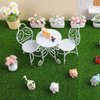 9 Pcs Dollhouse Garden Table Chair Set, 1/12 Scale Metal Miniature Patio Set Fairy Garden Furniture Accessories, Table Chair, 3 Potted Plant, Little Squirrel and Watering Can,for Dollhouse Lovers