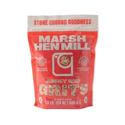 Marsh Hen Mill Jimmy Red Grits Pure, Gluten Free Old Fashioned Corn Grits | No Preservatives, Rich in Heritage Authentic Southern Hearty, Fruity, Nutty Flavor | 100% Natural Goodness - 24 oz Pack