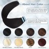Tape in Hair Extensions Human Hair 100% Remy Hair 20pcs 50g/Pack Straight Seamless Invisible Skin Weft Extensions Easy to Apply and Style (#1B Natural Black, 12 Inch)