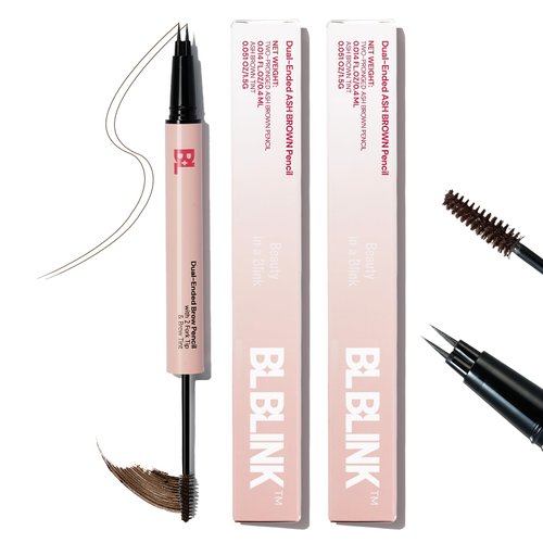 BLBLINK Eyebrow Pencil - Magic 2-in-1 Eyebrow Pencil for Women with 2 Prongs and Eyebrow Tint for Natural Hair-Like Eyebrows that Last All Day, Microblading Eyebrow Pencil, Ash Brown (2 Pack)