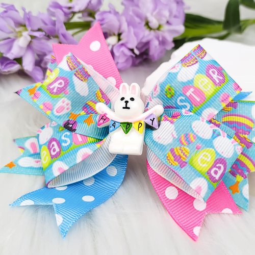 Easter Bows Hair Clip Bow Hairpin Boutique Easter Bunny Egg Hair Clips for Girls Party Dance Hair Barrettes Bunny Hair Accessories Hairpin Alligator Clips 2 Pieces