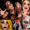 26 Sheets 3D Fake Scars Tattoo Temporary Halloween Makeup Kit, Fake Stitches Tattoos Cut Scary Face Wound Blood Chucky Scars Tatoos For Kids Women Men Zombie Sticker