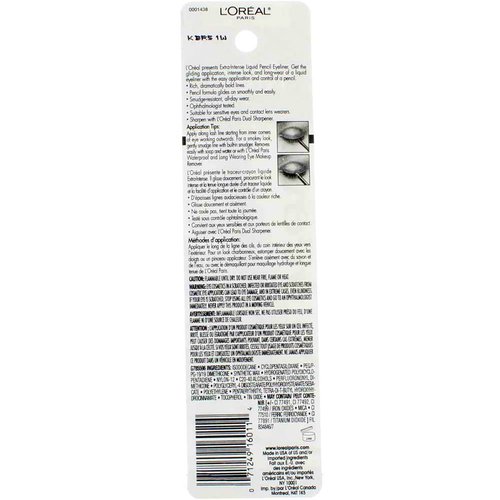 L'Oreal Extra-Intense Liquid Pencil Eyeliner, Black [798] 0.03 oz (Pack of 6)