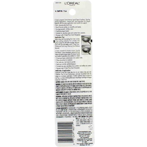 L'Oreal Extra-Intense Liquid Pencil Eyeliner, Black [798] 0.03 oz (Pack of 6)