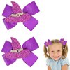 2pcs Halloween Bow Hair Clips for Girls, Witch Hat Hair Bows Sparkly Glitter Purple Bows Duck Bill Hairclips Hair Barrettes Halloween Witch Hair Accessories Party Favors Gifts for Toddlers Girls Women