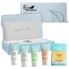 Eco Botanics Amenity Kit | Boxed Hotel Toiletries | Bulk Set 0.85 oz Travel Size Shampoo, Conditioner, Lotion, Body Wash & Body Bar Soap for Guest Hospitality AirBnB/Vacation Rentals | 1 set per case
