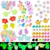 104Pcs Luminous Mini Resin Animals Mini Animals Figures to Hide Miniature Figurines Glow in Dark Ducks Dinosaurs Frogs, 7 Combination Sets for Landscape Dollhouse Decor Fairy Garden Accessories