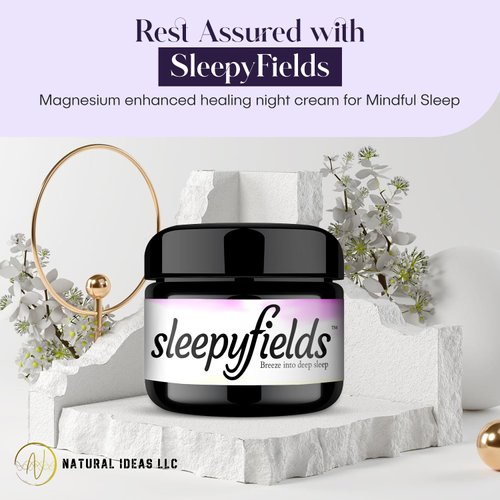 SLEEPY FIELDS Unscented Magnesium-Enhanced Sleep Cream - Nighttime Moisturizing Cream for Pain Calm, Leg Cramps, Sleep & Muscle Soreness - Fast Absorbing, Non-Greasy, Made in USA - 2 oz