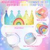 Sinmoe 32 Pcs Rainbow Birthday Party Crown for Kids Birthday Party Hats Rainbow Glitter Decorations Paper Crowns Headband for Girls Birthday, Rainbow Party Supplies, Classroom Activities,12 Styles