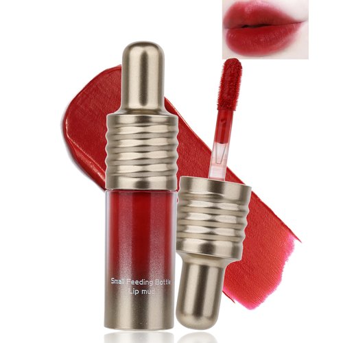 Velvet Lip Mud Tinted, Matte Lip Cream Lip Gloss, Velvet Matte Finish, Blendable High-Pigmentation Silky Creamy Texture, Lightweight, Soft, Moisturizing, Korean Lipstick Makeup Gift for Women Girl-#04