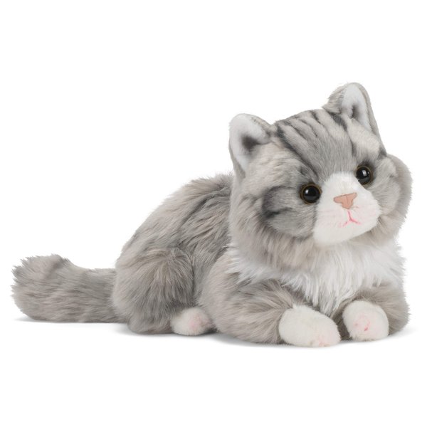 DEMDACO Sweet Maine Coon Cat Silver Grey 10 inch Children's Soft Plush Stuffed Animal Toy