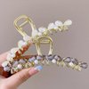 Bows Hair Clips Gold Metal Hair Accessories for Women Girls Sweet Dark Grey Bows Pearls Hair Claw Clips Shiny Gems Hairpins Strong Hold Nonslip Hair Clip for Thick or Thin Hair Decoration 1 Pcs