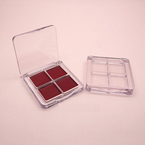 3Pcs Empty Eyeshadow Palette Box Clear Plastic DIY Refillable 4 Grids Makeup Eyeshadow Powder Blush Lipstick Containers Square Small Case for Women Daily and Travel Use