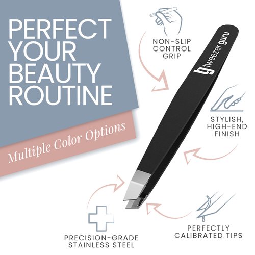 2-Pack Slant Tip Stainless Steel Tweezers for Eyebrows - Professional Precision Tweezing for Facial Hair