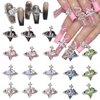 18Pcs Shiny Heart Nail Charms Planet Nail Art Rhinestone with Heart Design Crystal Nail Jewelry Silver Nail Art Charms for Acrylic Nails Heart Shape Nail Gems for Women DIY Manicure Accessories