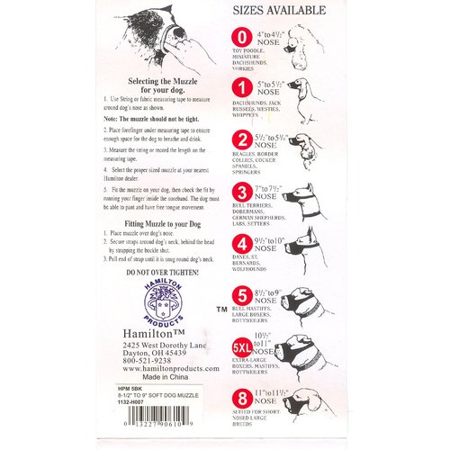 Hamilton Pet & Equine Hamilton H.P. Mugz Adjustable Quick Fit Nylon Soft Dog Muzzle, 9-1/2 to 10-Inch, Black