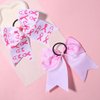 2Pcs Breast Cancer Awareness Cheerleader Bow Ponytail Holders Elastic Hair Tie for Cheerleaders Pink Ribbon Hair Bow for Women Hair Accessories for Breast Cancer Month