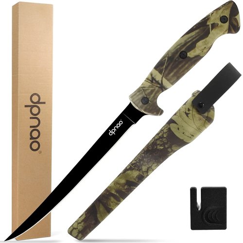 DPNAO Fillet Knife Fishing 6-8 inch Chef Knifes, Professional Level Bait Knives, Non-Slip Handles, Flexible Stainless Steel Blade with Sheath and Sharpener, Perfect For Freshwater And Saltwater Fish