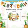 2 Pieces Safari Animals Happy Birthday Banner Cupcake Topper Jungle Theme Birthday Supplies, Safari Birthday Decorations Safari Baby Shower Decorations for Two Wild Theme Party Birthday Party Supplies