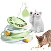 SUPERPAWS 2 in 1 Cat Interactive Toy Roller 3-Level Turntable Cat Toy Ball Track Cat Ball Tower Cat Slow Feeder Food Dispenser Cat Kitten Wand (Green)