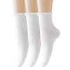 AMHRLINGTO Cute Ruffle Ankle Socks for Women - Soft Cotton Knit Lettuce Low Cut Frilly Crew Socks (White-3 Pairs-Low Cut)