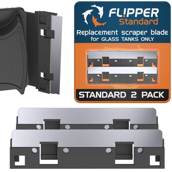 FL!PPER Flipper Standard Aquarium Scraper Replacement Blades for Fish Tank Cleaning Kits – Stainless Steel Replacement Blades for Glass Tanks – Aquarium Cleaner Blades, 2 Pack