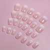 Short Press on Nails Square Fake Nails Pink Gradient False Nails with Ombre Design Stick on Nails White Tip Artificial Nails Full Cover Glue on Nails for Women Girls Manicure Set 24Pcs