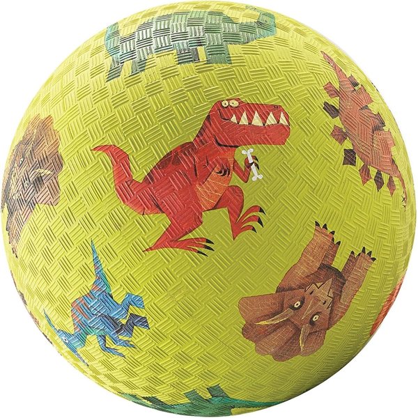 Crocodile Creek Playground Ball - Durable Rubber Ball for Kids Ages 3 and Up - Bouncy Inflatable Ball for Kickball, Indoor Games, and Outdoor Sports - PVC-Free - Dinosaurs Green - 7-inch Diameter