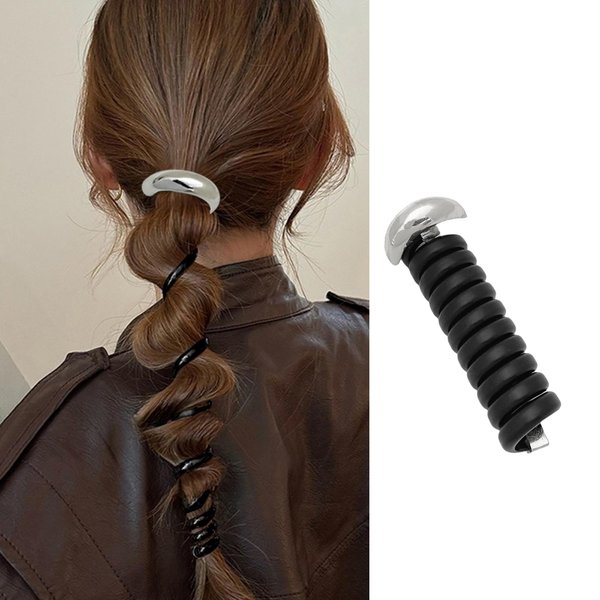 Metal Hair Tie Women, Creative Braiding Ponytail Hair Cuff, Gold/Silver, Hair Accessories (04.Silver-Arc)