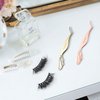 Miuffue Lash Applicator Tool DIY False Eyelash Applicator Tool Stainless Steel Curved Eyelash Tweezers for Cluster Lash Strip Lashes, Rose Gold